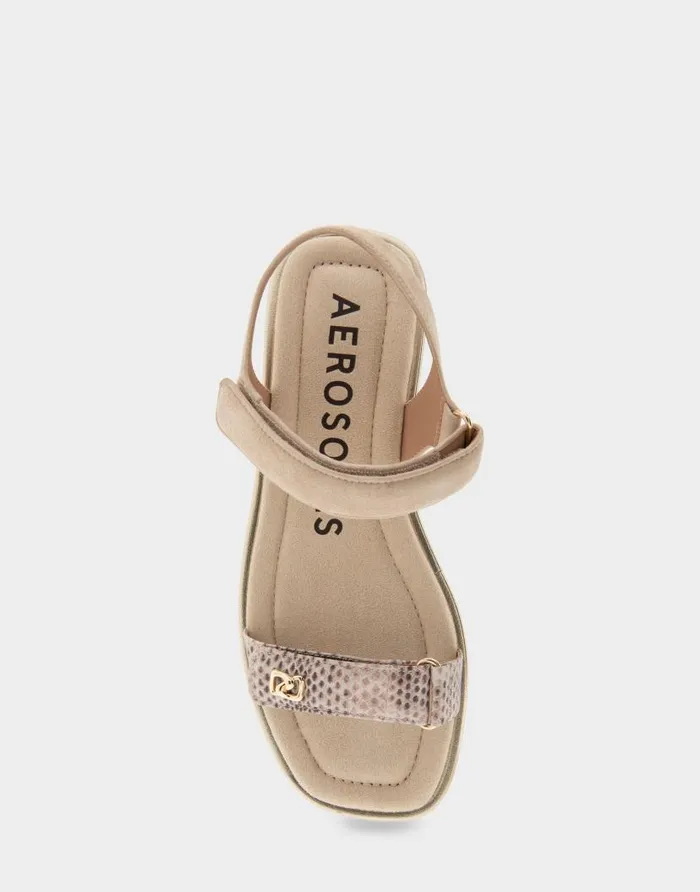 Aerosoles Comfortable Women039s Adjustable Quarter Strap Sandal In Roccia Snake Print Leather Roccia Snake Print Leather Women Clogs and Mules