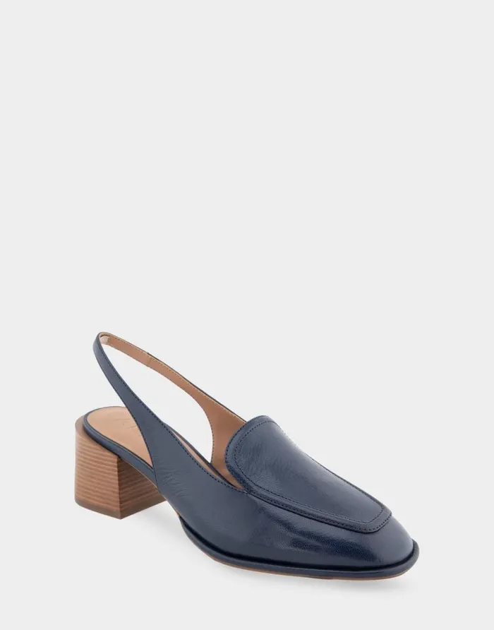 Aerosoles Comfortable Women039s Block Heel Slingback In Navy Leather Navy Leather Women Clogs and Mules