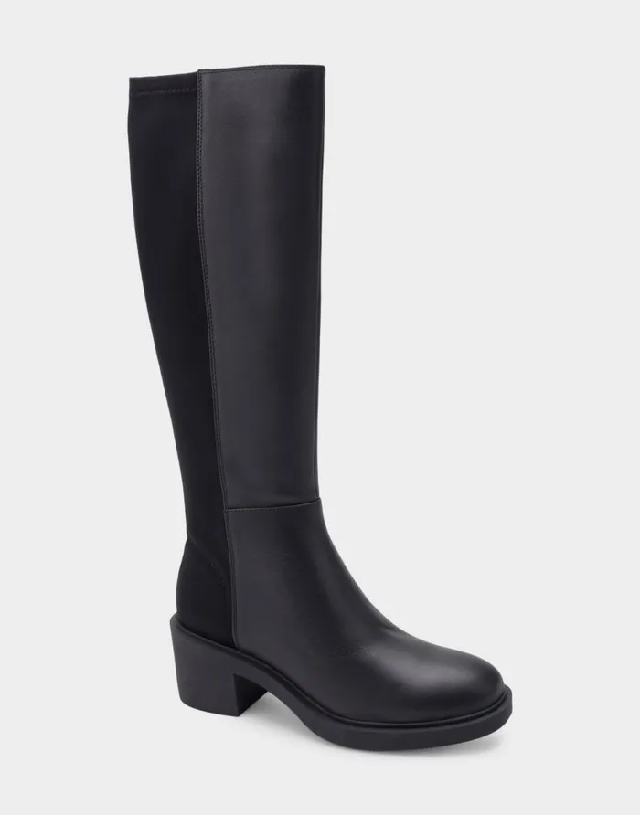 Aerosoles Comfortable Women039s Block Heel Tall Shaft Boot In Black Genuine Leather Black Genuine Leather Women Tall Boots