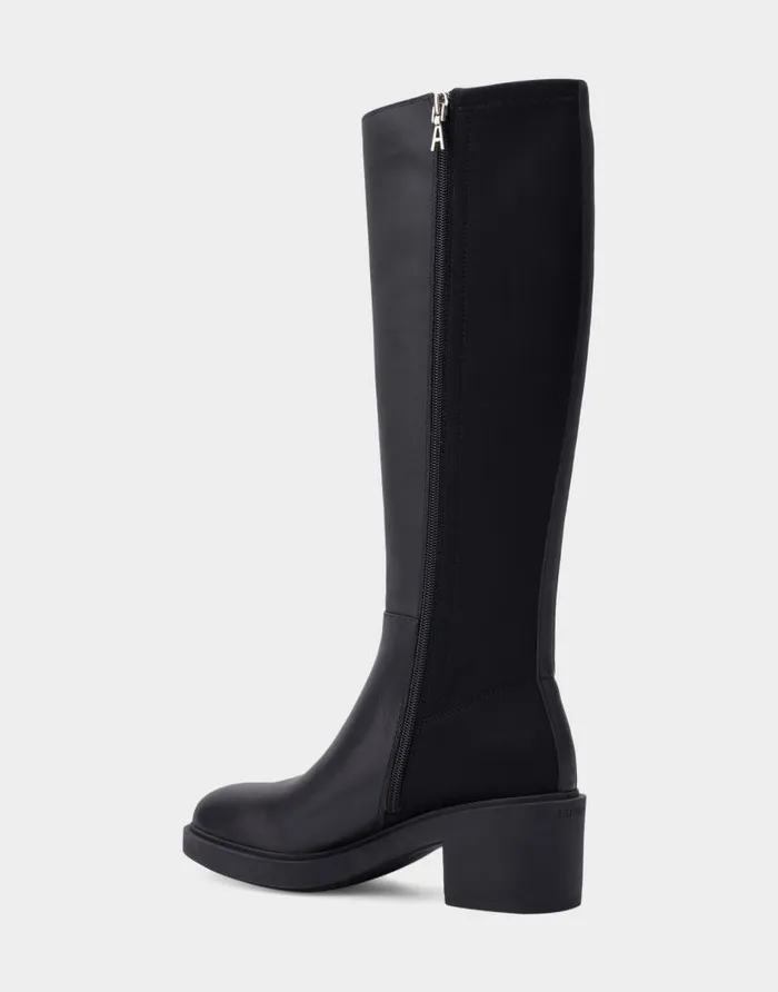 Aerosoles Comfortable Women039s Block Heel Tall Shaft Boot In Black Genuine Leather Black Genuine Leather Women Tall Boots