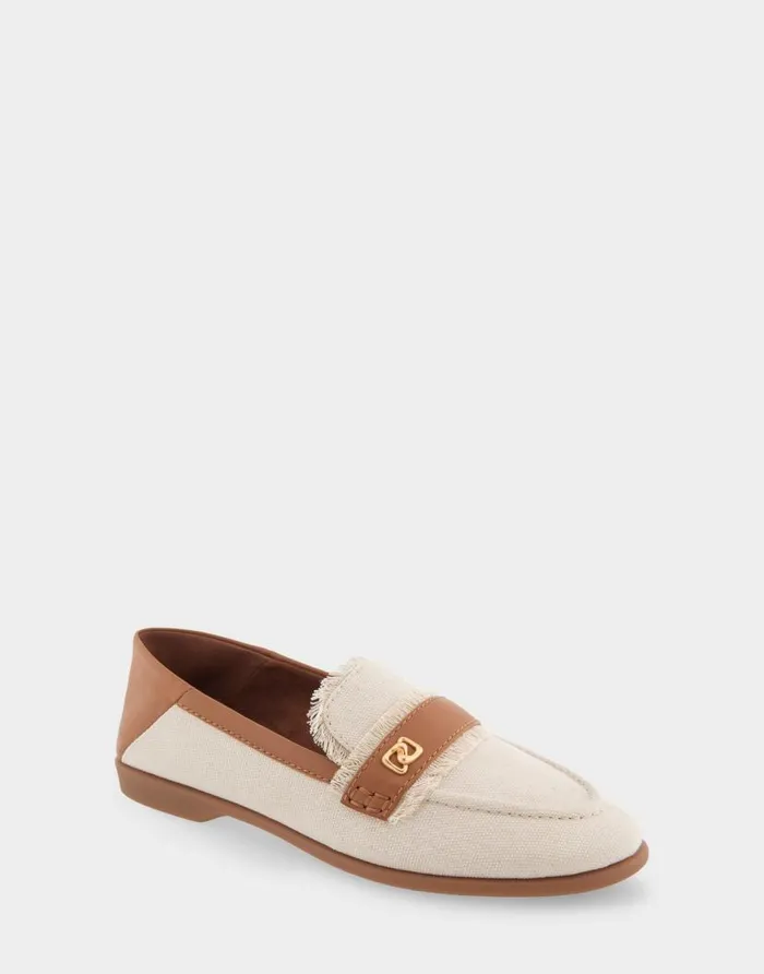 Aerosoles Comfortable Women039s Collapsible Back Loafer In Cream Canvas Fabric Canvas Fabric Cream Canvas Fabric Women Clogs and Mules
