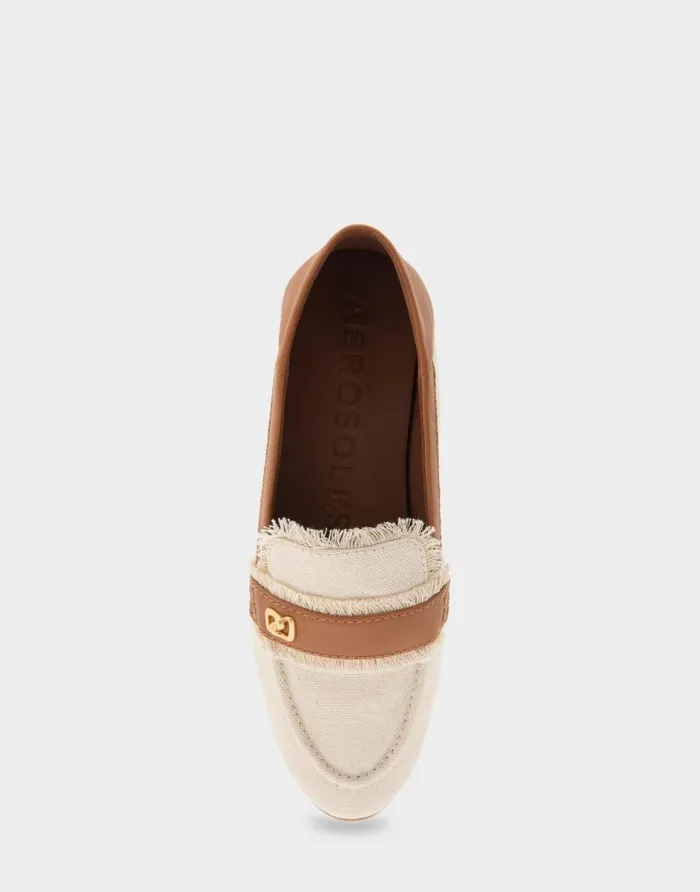 Aerosoles Comfortable Women039s Collapsible Back Loafer In Cream Canvas Fabric Canvas Fabric Cream Canvas Fabric Women Clogs and Mules