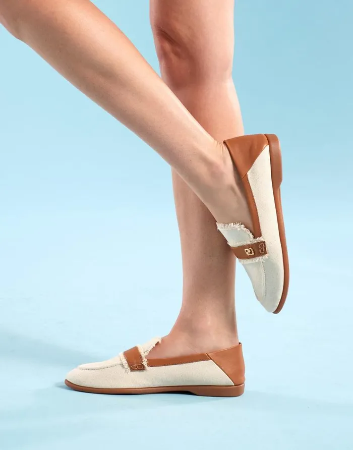 Aerosoles Comfortable Women039s Collapsible Back Loafer In Cream Canvas Fabric Canvas Fabric Cream Canvas Fabric Women Clogs and Mules