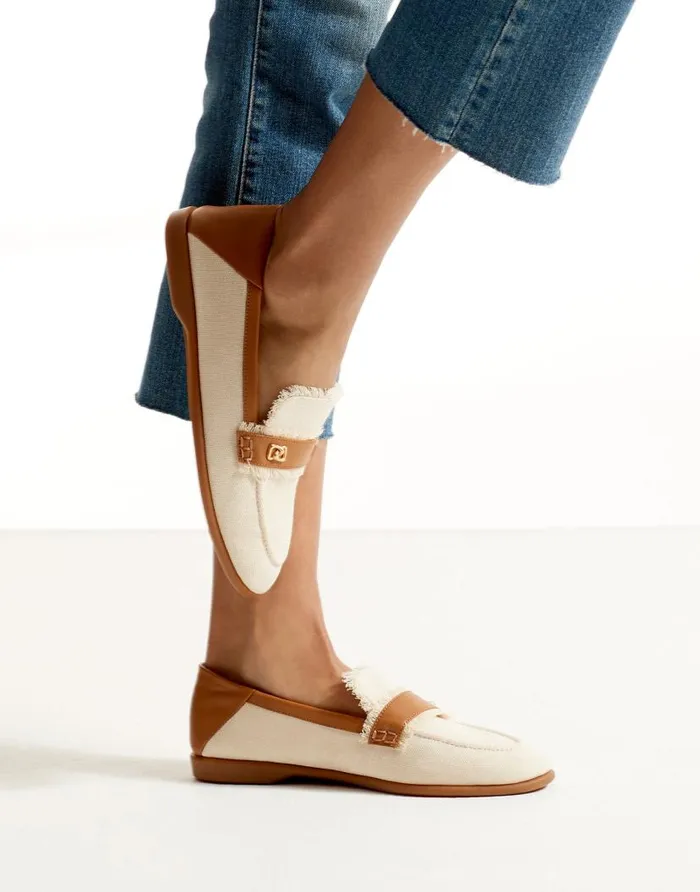 Aerosoles Comfortable Women039s Collapsible Back Loafer In Cream Canvas Fabric Canvas Fabric Cream Canvas Fabric Women Clogs and Mules