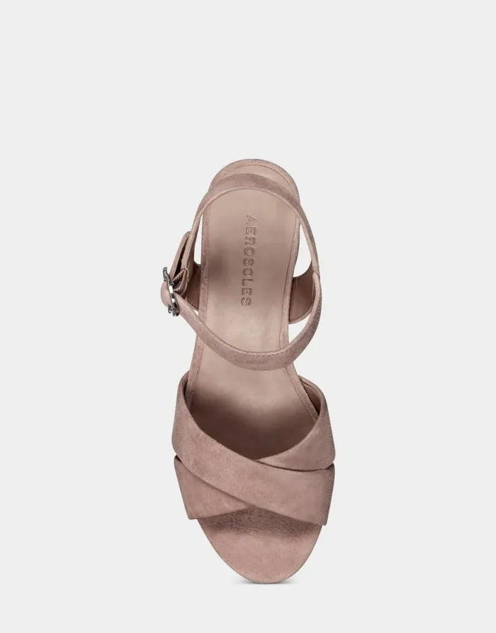 Aerosoles Comfortable Women039s Crisscross Platform Sandal In Blush Suede Blush Suede Women Dress