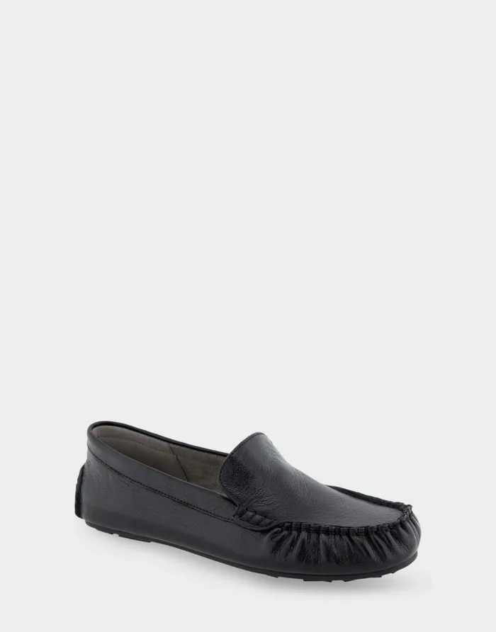 Aerosoles Comfortable Women039s Driver In Black Leather Black Leather Women Clogs and Mules