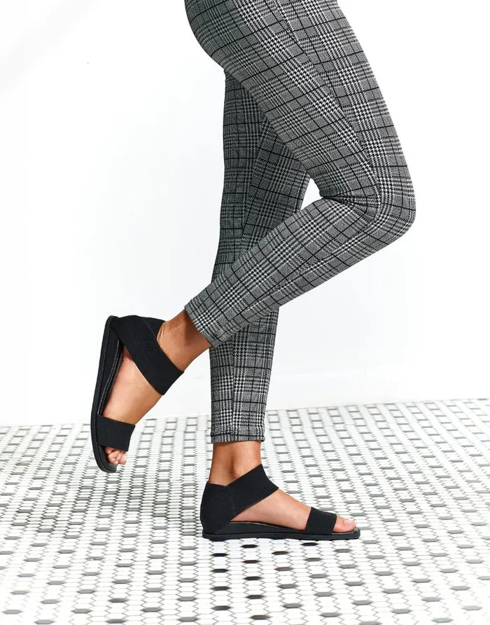 Aerosoles Comfortable Women039s Elastic Banded Mini Wedge Sandal In Black Combo Elastic Fabric Black Combo Women Wide Width Sandals