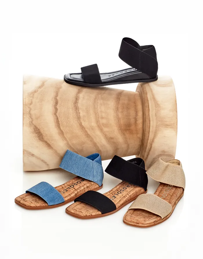Aerosoles Comfortable Women039s Elastic Banded Mini Wedge Sandal In Black Combo Elastic Fabric Black Combo Women Wide Width Sandals