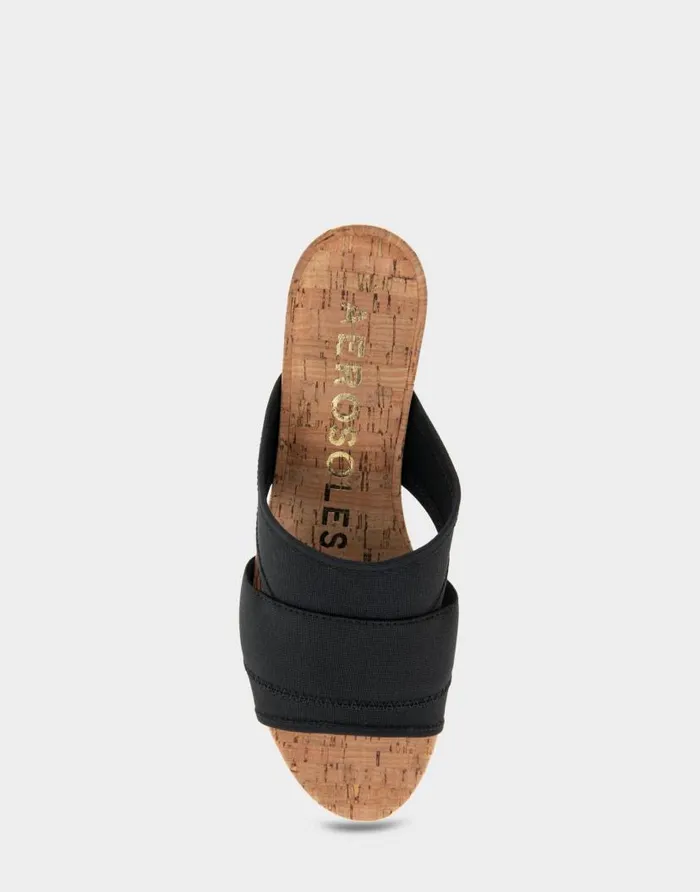 Aerosoles Comfortable Women039s Elastic Slide Platform Sandal In Black Elastic Combo Elastic Fabric Black Elastic Combo Women Platforms