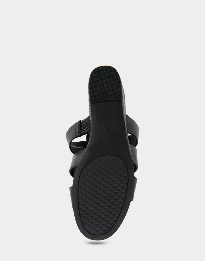 Aerosoles Comfortable Women039s Fisherman Mid Wedge Slide In Black Faux Leather Black Faux Leather Women Dress