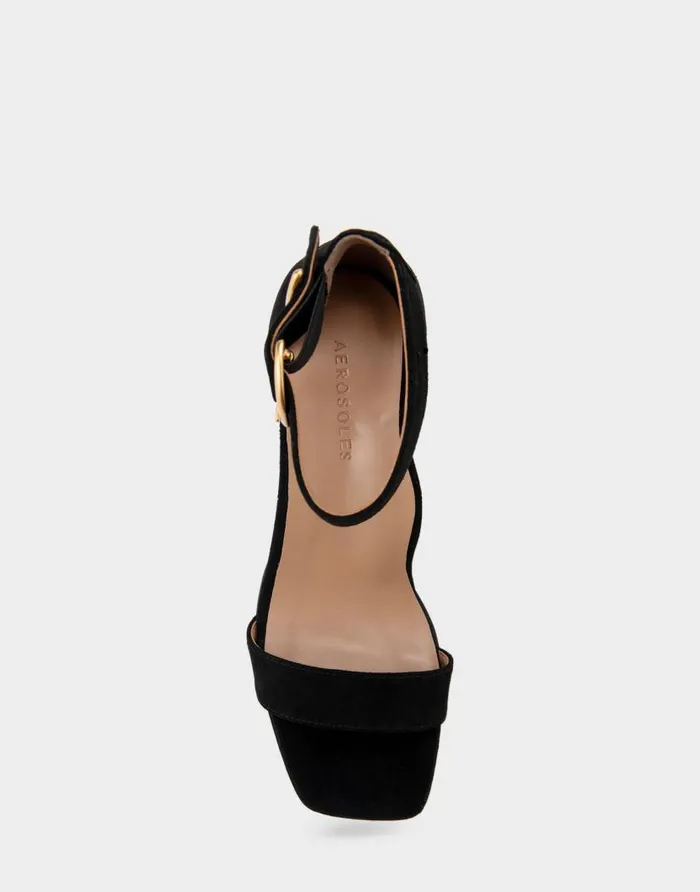 Aerosoles Comfortable Women039s Heeled Sandal In Black Genuine Suede Black Suede Women Dress