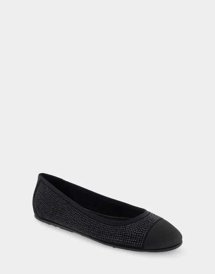 Aerosoles Comfortable Women039s Hidden Wedge Ballet Flat In Black Faux Suede With Crystals Black Faux Suede With Black Crystals Women Dress
