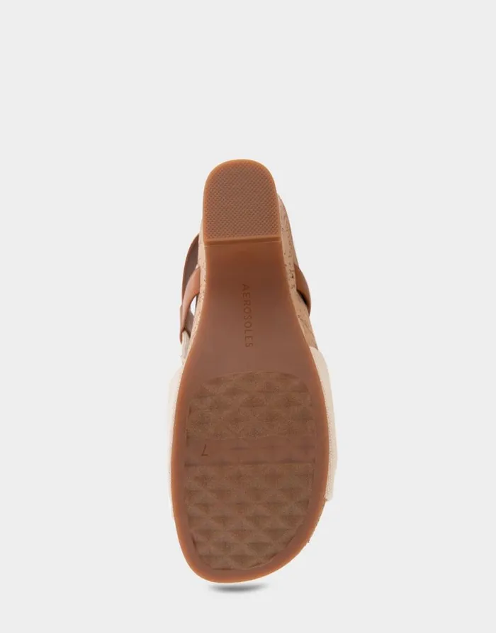 Aerosoles Comfortable Women039s Knotted Buckled Footbed Wedge Sandal In Natural Canvas Fabric Canvas Fabric Natural Canvas Fabric Women Dress