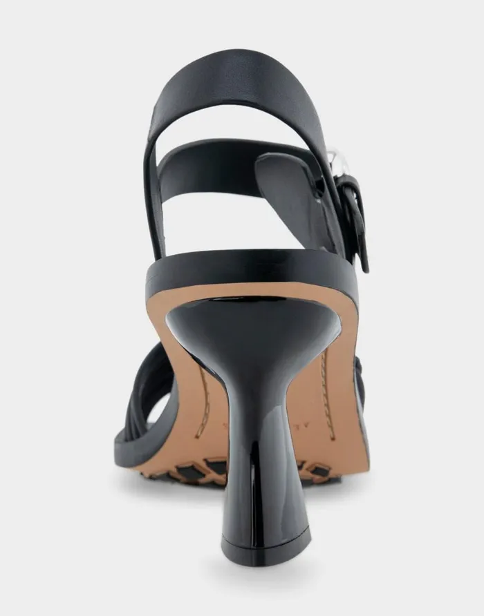 Aerosoles Comfortable Women039s Macrame Sculpted Heel Sandal In Black Faux Leather Black Faux Leather Women Clogs and Mules