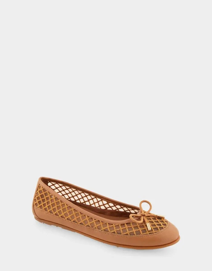 Aerosoles Comfortable Women039s Mesh Knit Ballet Flat In Tan Mesh Combo Mesh Fabric Tan Mesh Combo Women Dress