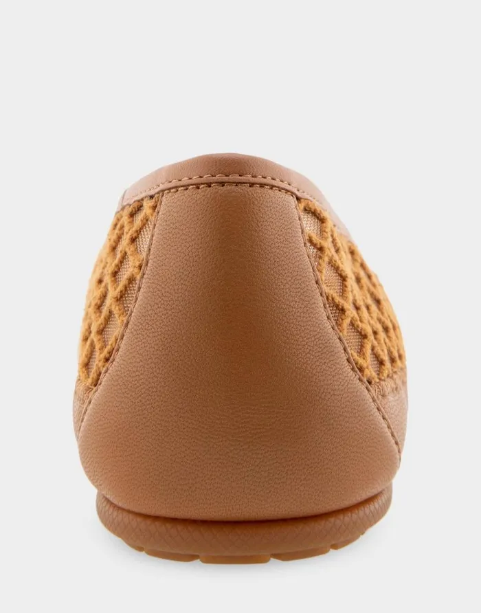 Aerosoles Comfortable Women039s Mesh Knit Ballet Flat In Tan Mesh Combo Mesh Fabric Tan Mesh Combo Women Dress