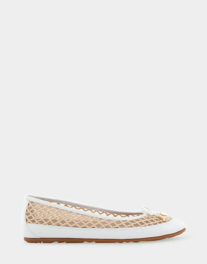 Aerosoles Comfortable Women039s Mesh Knit Ballet Flat In White Mesh Combo Mesh Fabric White Mesh Combo Women Ballet