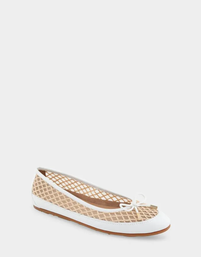 Aerosoles Comfortable Women039s Mesh Knit Ballet Flat In White Mesh Combo Mesh Fabric White Mesh Combo Women Ballet