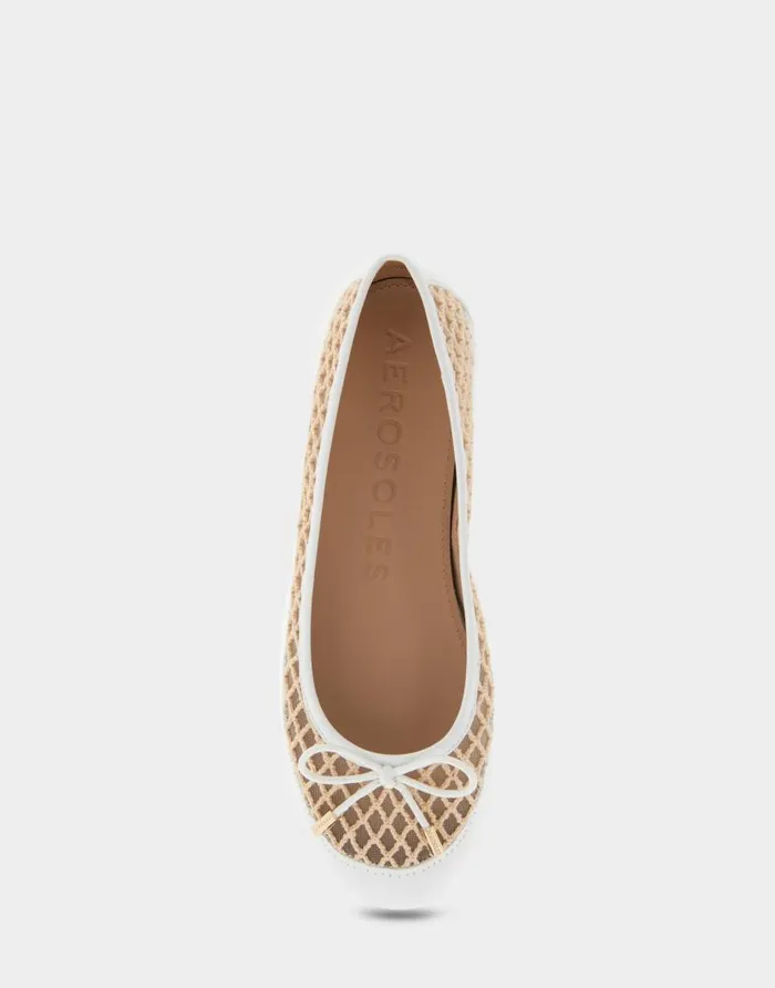 Aerosoles Comfortable Women039s Mesh Knit Ballet Flat In White Mesh Combo Mesh Fabric White Mesh Combo Women Ballet