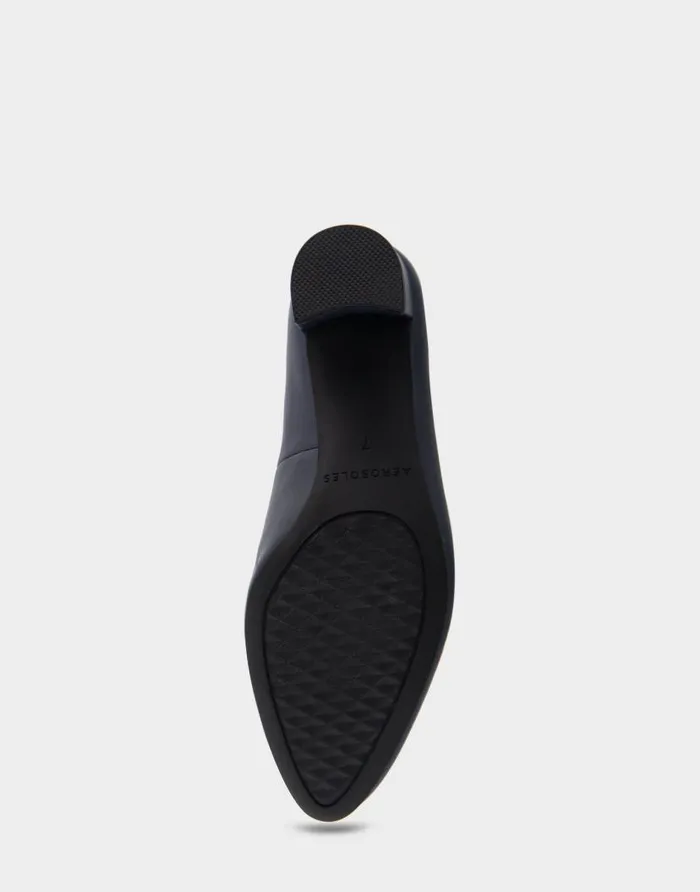 Aerosoles Comfortable Women039s Mid Heel Pump In Navy Genuine Leather Navy Genuine Leather Women Pumps