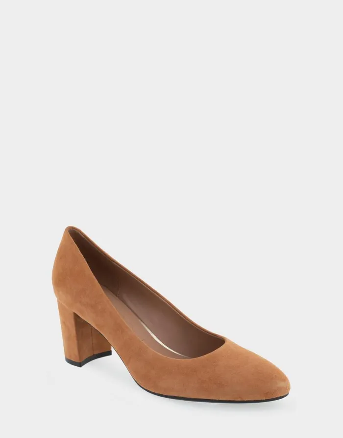 Aerosoles Comfortable Women039s Mid Heel Pump In Tan Genuine Suede Tan Genuine Suede Women Pumps