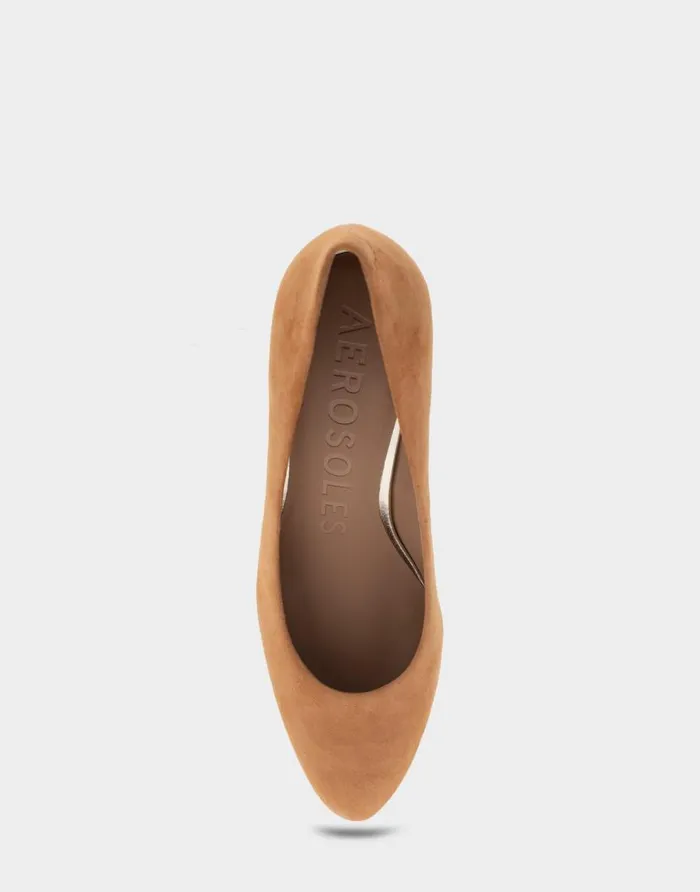 Aerosoles Comfortable Women039s Mid Heel Pump In Tan Genuine Suede Tan Genuine Suede Women Pumps