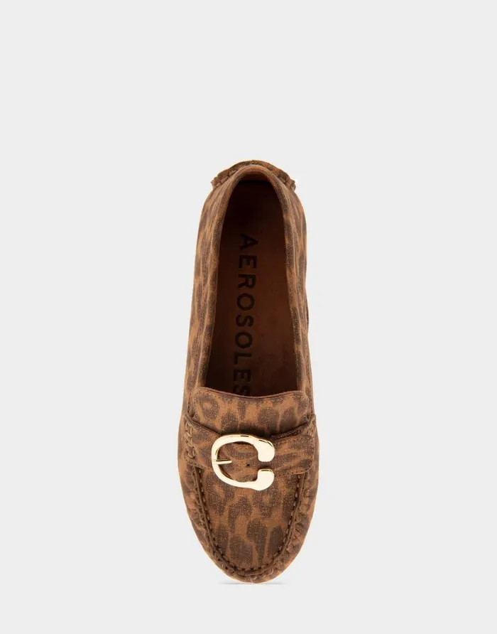 Aerosoles Comfortable Women039s Ornamented Driver In Leopard Metallic Fabric Leather Leopard Metallic Fabric Women Loafers