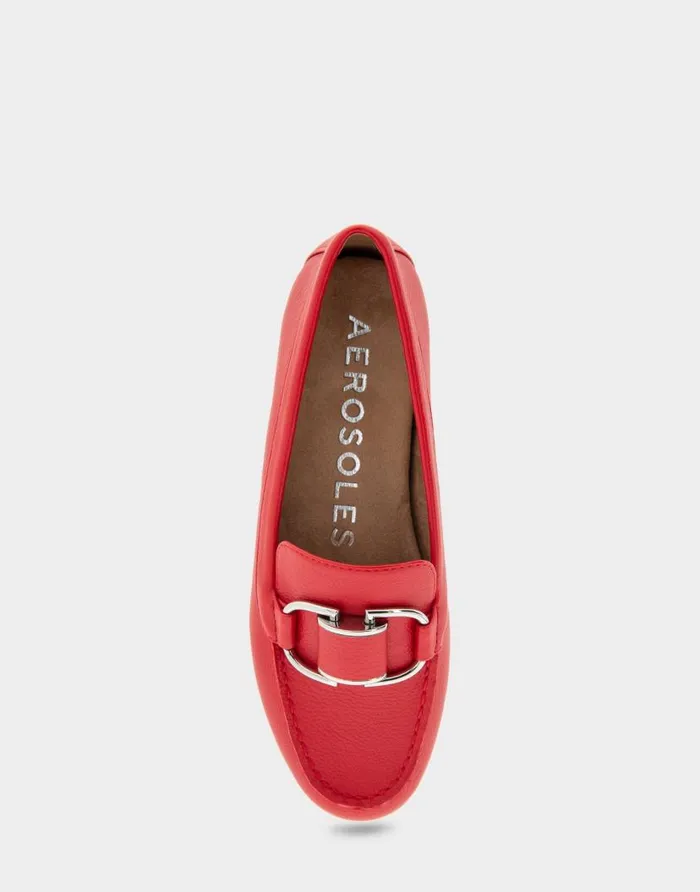 Aerosoles Comfortable Women039s Ornamented Loafer In Racing Red Faux Leather Racing Red Faux Leather Women Clogs and Mules