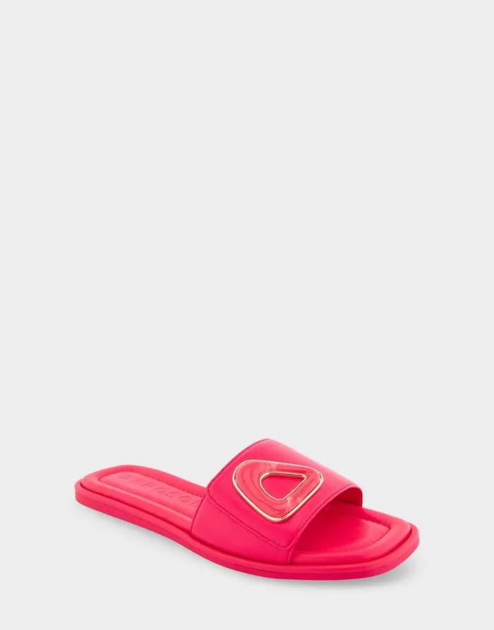 Aerosoles Comfortable Women039s Ornamented Single Band Slide Sandal In Virtual Pink Leather Virtual Pink Leather Women Clogs and Mules