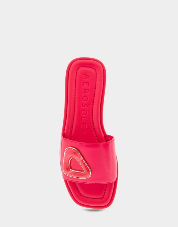 Aerosoles Comfortable Women039s Ornamented Single Band Slide Sandal In Virtual Pink Leather Virtual Pink Leather Women Clogs and Mules