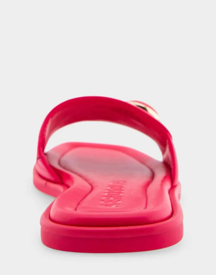 Aerosoles Comfortable Women039s Ornamented Single Band Slide Sandal In Virtual Pink Leather Virtual Pink Leather Women Clogs and Mules