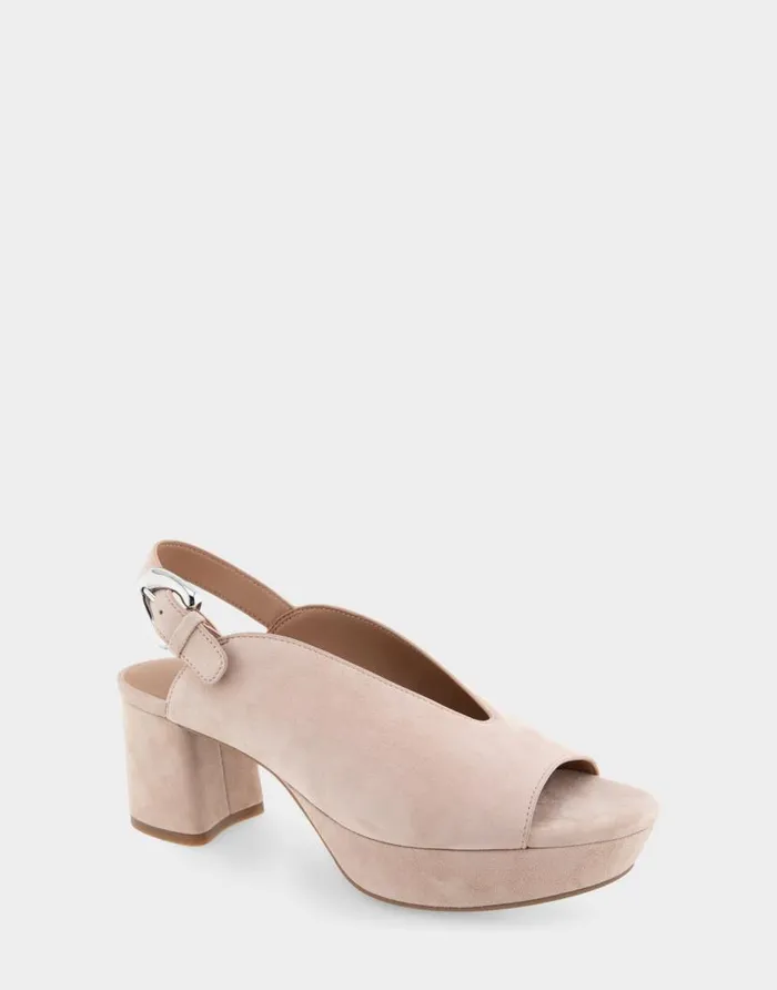 Aerosoles Comfortable Women039s Peep Toe Platform Sandal In Cipria Suede Cipria Suede Women Wide Width Sandals