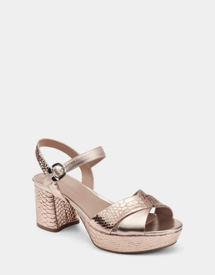 Aerosoles Comfortable Women039s Platform Sandal In Rose Gold Genuine Leather Rose Gold Leather Women Platforms