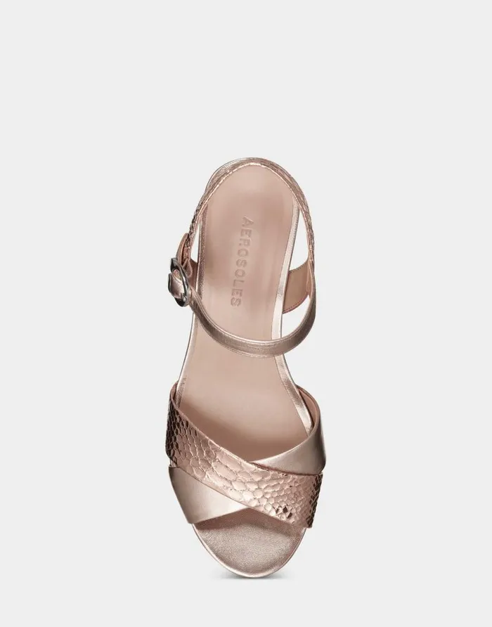 Aerosoles Comfortable Women039s Platform Sandal In Rose Gold Genuine Leather Rose Gold Leather Women Platforms