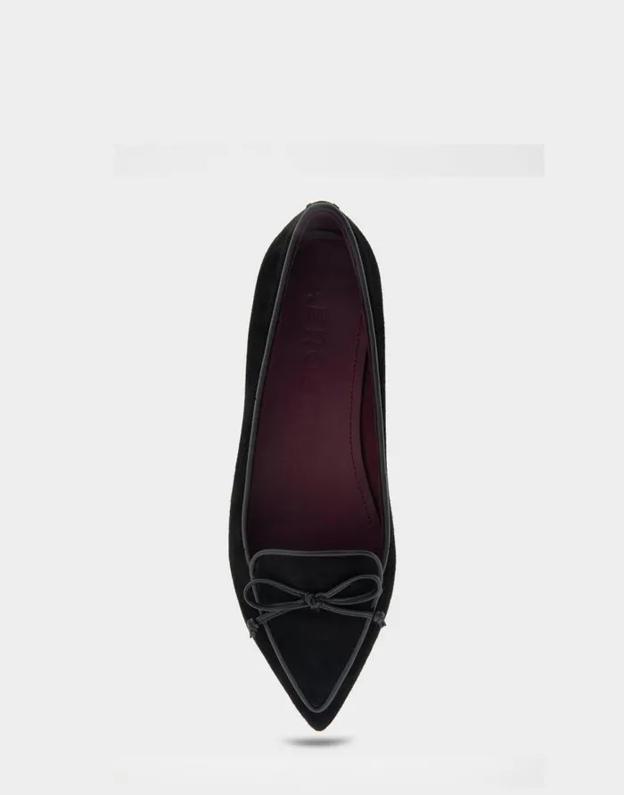 Aerosoles Comfortable Women039s Point Toe Flat In Black Genuine Suede Black Genuine Suede Women Dress