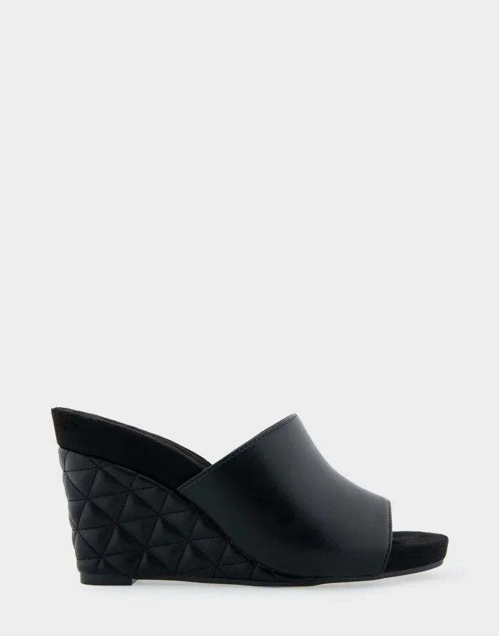 Aerosoles Comfortable Women039s Quilted Heel Footbed Wedge Slide In Black Faux Leather Black Faux Leather Women Wide Width Sandals Aerosoles Comfortable Women039s Quilted Heel Footbed Wedge Slide In Black Faux Leather Black Faux Leather Women Wide Width Sandals