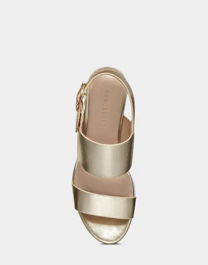 Aerosoles Comfortable Women039s Sandal In Gold Genuine Leather Gold Metallic Leather Women Dress