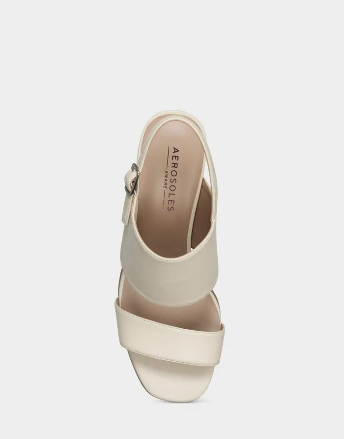 Aerosoles Comfortable Women039s Sandal In Off White Faux Leather Off White Faux Leather Women Clogs and Mules