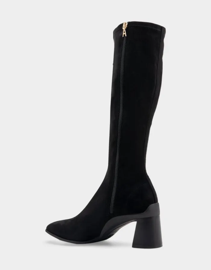 Aerosoles Comfortable Women039s Sculpted Heel Tall Shaft Boot In Black Stretch Faux Suede Black Stretch Faux Suede Women Tall Boots
