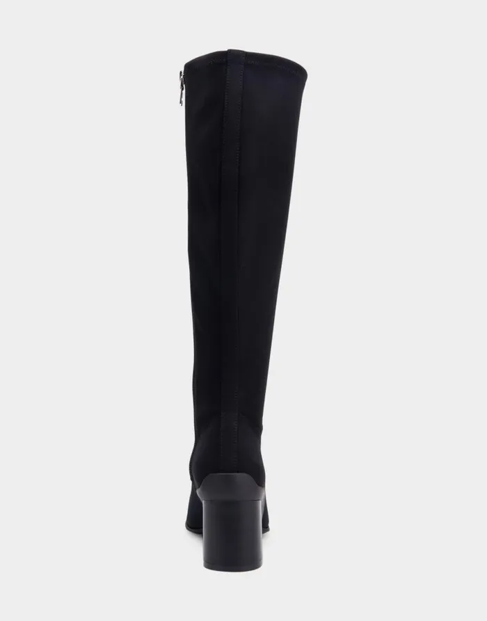Aerosoles Comfortable Women039s Sculpted Heel Tall Shaft Boot In Black Stretch Faux Suede Black Stretch Faux Suede Women Tall Boots