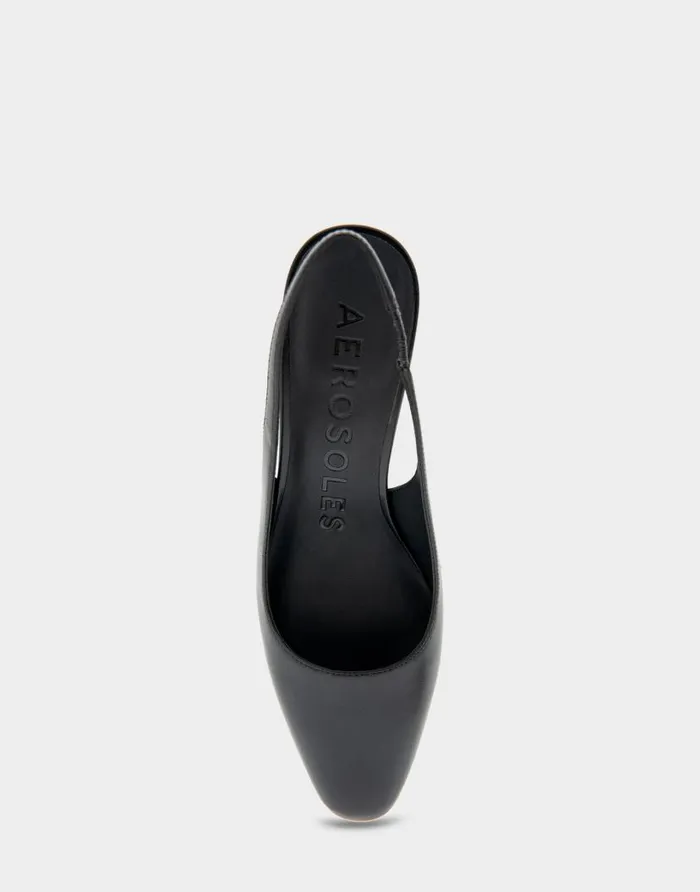 Aerosoles Comfortable Women039s Slingback Midheel Pump In Black Leather Black Leather Women Pumps
