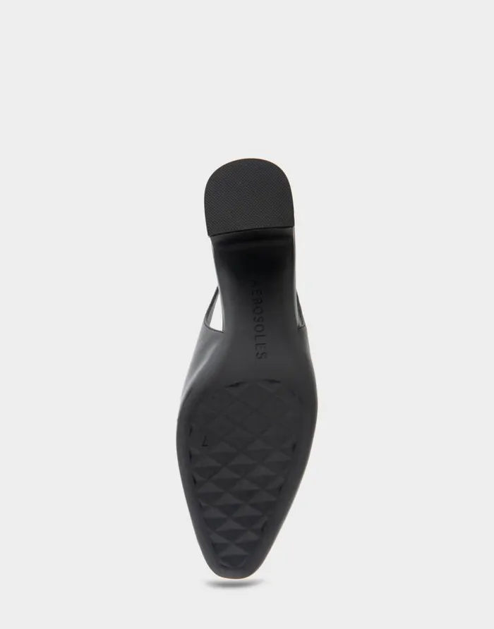 Aerosoles Comfortable Women039s Slingback Midheel Pump In Black Leather Black Leather Women Pumps
