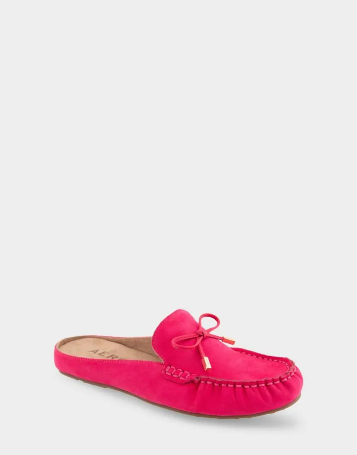 Aerosoles Comfortable Women039s Slip On Driver In Virtual Pink Nubuck Leather Virtual Pink Nubuck Leather Women Wide Width Flats