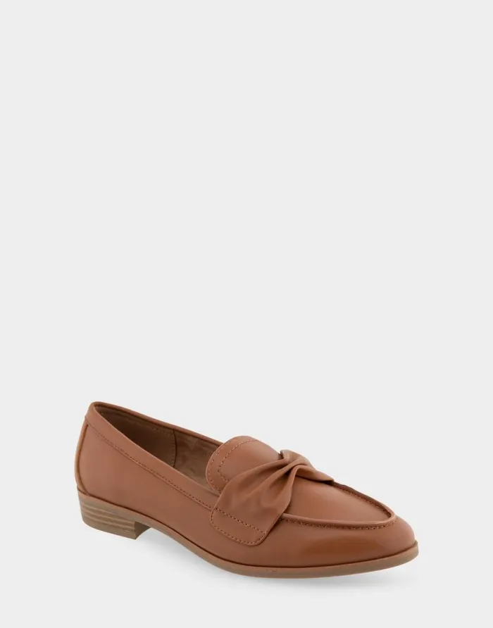 Aerosoles Comfortable Women039s Tailored Loafer In Dark Tan Faux Leather Tan Faux Leather Women Loafers