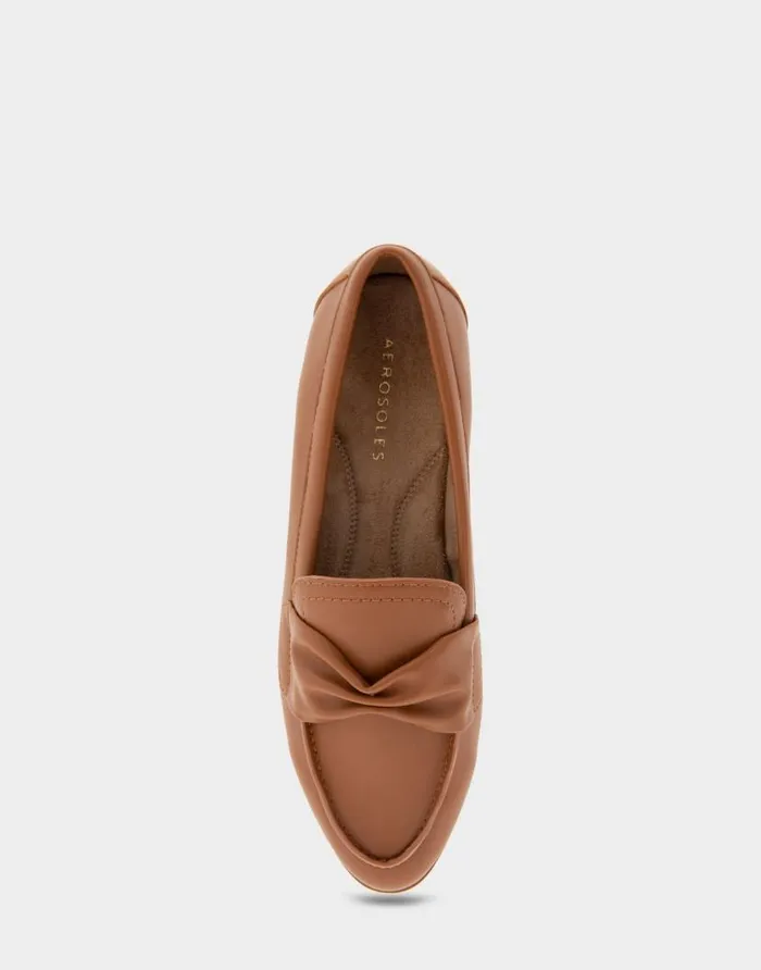 Aerosoles Comfortable Women039s Tailored Loafer In Dark Tan Faux Leather Tan Faux Leather Women Loafers