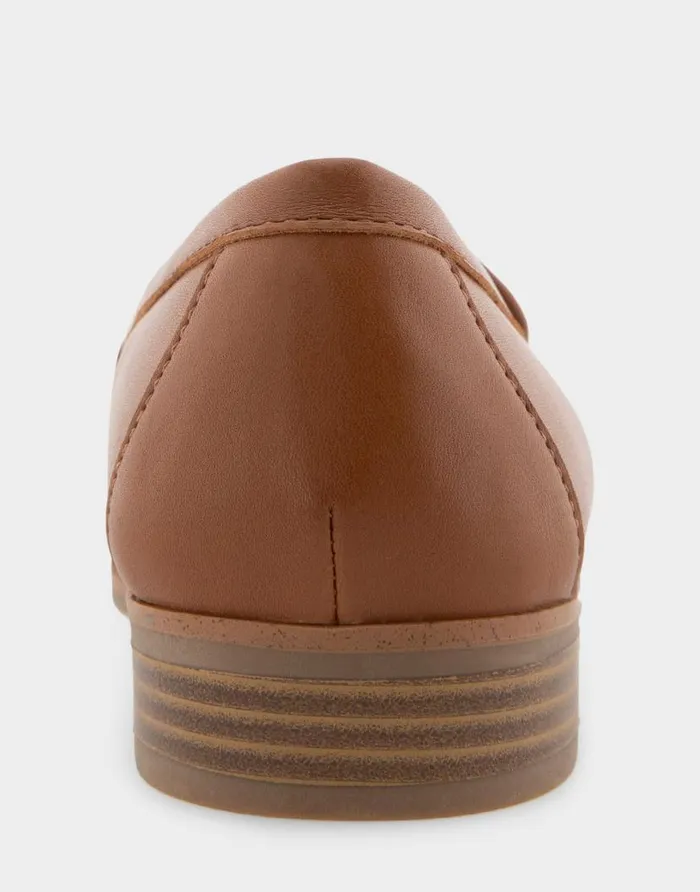 Aerosoles Comfortable Women039s Tailored Loafer In Dark Tan Faux Leather Tan Faux Leather Women Loafers