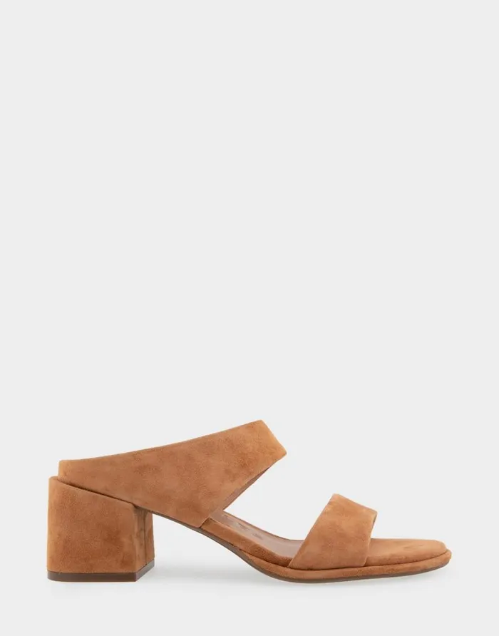 Aerosoles Comfortable Women039s Two Band Block Heel Sandal In Tan Suede Tan Suede Women Clogs and Mules Aerosoles Comfortable Women039s Two Band Block Heel Sandal In Tan Suede Tan Suede Women Clogs and Mules