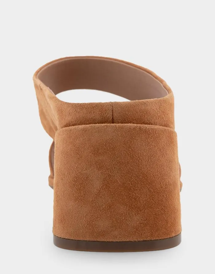 Aerosoles Comfortable Women039s Two Band Block Heel Sandal In Tan Suede Tan Suede Women Clogs and Mules