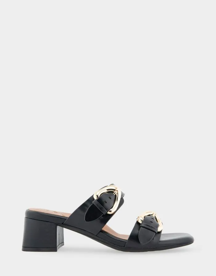 Aerosoles Comfortable Women039s Two Strap Block Heel Slide Sandal In Black Leather Black Leather Women Clogs and Mules Aerosoles Comfortable Women039s Two Strap Block Heel Slide Sandal In Black Leather Black Leather Women Clogs and Mules