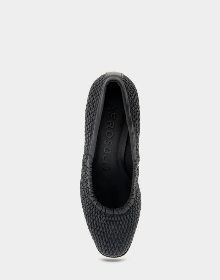 Aerosoles Comfortable Women039s Wedge Pump In Black Faux Leather Black Quilted Faux Leather Women Wedges